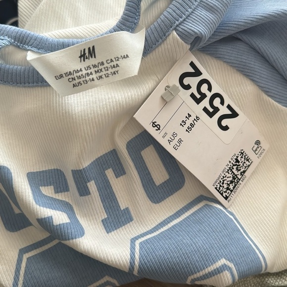 H&M Ribbed Cotton Jersey Crop T-shirt | SIZE 16/18 - Picture 5 of 5